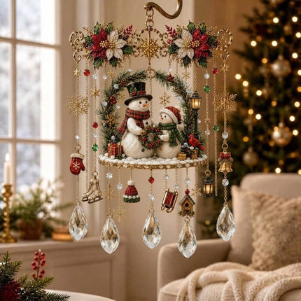 Elk Snowman Christmas Hanging Ornament Crystal Wind Chime