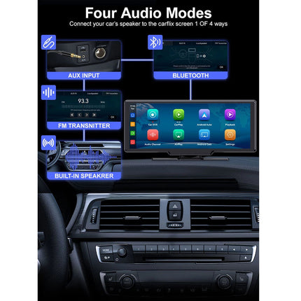 10.26" 4K Car Camera Wireless Apple CarPlay Android Auto FM Touch Screen Radio