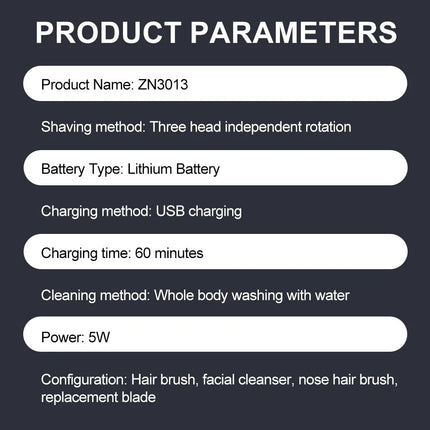 Mens Electric Shaver Razor Wet Dry Rotary Cordless USB Rechargeable Charging