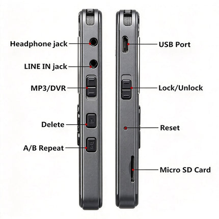 64GB Digital Voice Recorder Dictaphone Audio Sound Voice Recorder MP3 Player