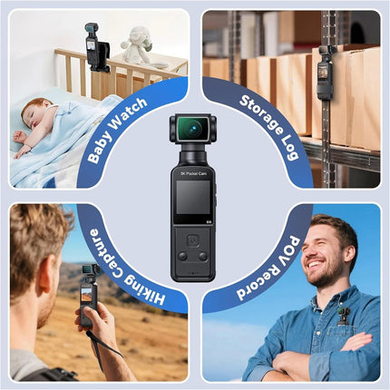5K/4K 64GB Vlogging Video Recording Body Camera Pocket Action Cam with Mic EIS