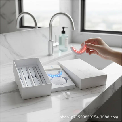 Wireless Teeth Whitening Kit Red Blue Light Therapy Gum Care 3 Gel Pens Set White