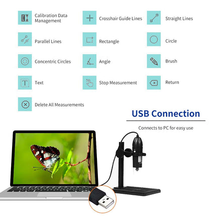 1600X Microscope 8LED Camera Magnifier Tool USB Digital for Android Mac Widows