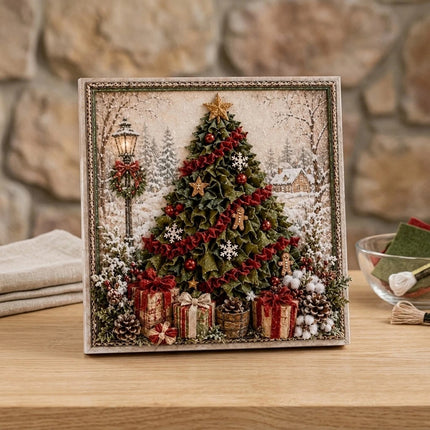 3D Christmas Fabric Poke Art Kit, DIY Punch Craft Set with Frame Decor  Christmas tree Set