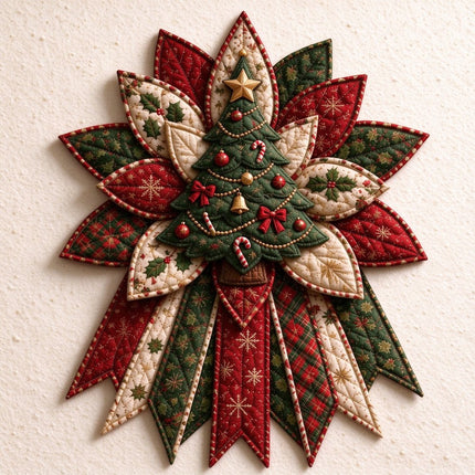 Christmas 3D DIY Padded Patchwork Sewing Set for Home Decoration Gift for Craft Lovers     （Red Green Ivory-1）
