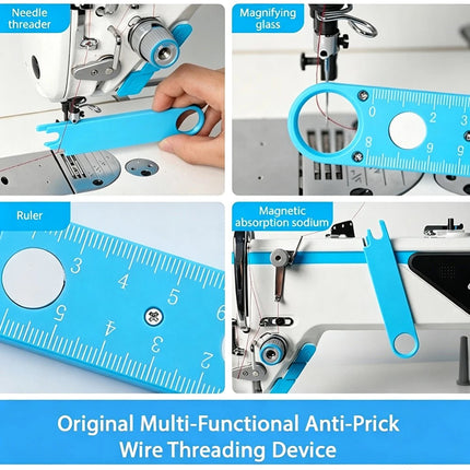 4-in-1 Needle Threader   Sewing Machine Tool with Magnifying Glass Ruler  (2PCS)