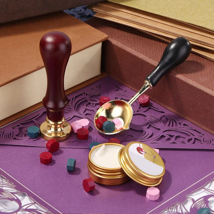 DIY Custom Stamps Wax Seal Box Kit Detachable Stamp Spoon Sealing Gift