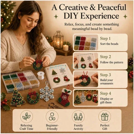 Christmas Beaded Ornaments Kit Beading DIY Kit Holiday Gift Making Gifts