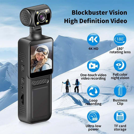 Handheld Action Camera 4K 180° Rotatable WIFI Pocket Camera Vlog DV Sports Cam