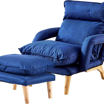 Recliner Armchair with Footstool Lounge Sofa Washable Cover Navy