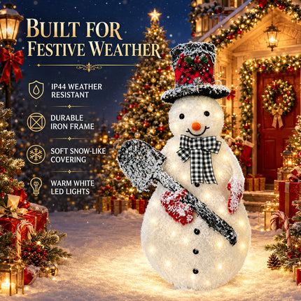 120cm Solar Powered Christmas Snowman LED Light Metal Frame Decoration