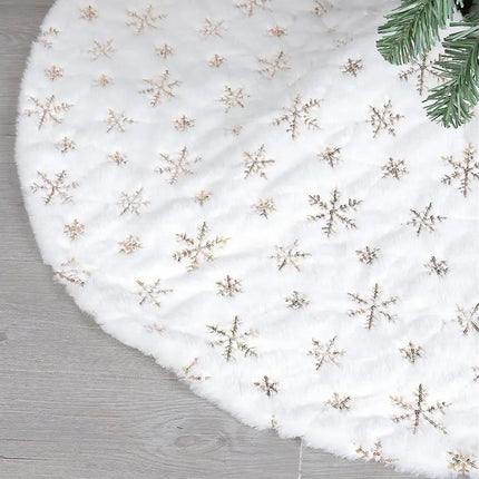 1.2/1.5m White Christmas Tree Skirt Base Faux Fur Xmas Floor Mat - Gold Splendid&Co.