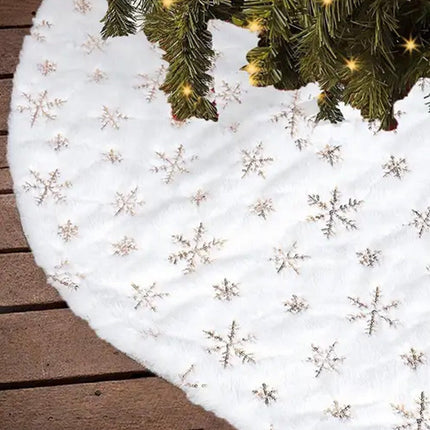 1.2/1.5m White Christmas Tree Skirt Base Faux Fur Xmas Floor Mat - Gold Splendid&Co.