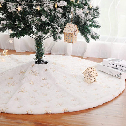 1.2/1.5m White Christmas Tree Skirt Base Faux Fur Xmas Floor Mat - Gold Splendid&Co.