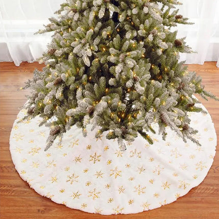 1.2/1.5m White Christmas Tree Skirt Base Faux Fur Xmas Floor Mat - Gold Splendid&Co.