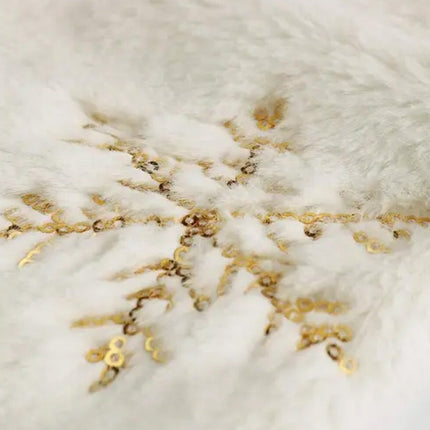 1.2/1.5m White Christmas Tree Skirt Base Faux Fur Xmas Floor Mat - Gold Splendid&Co.