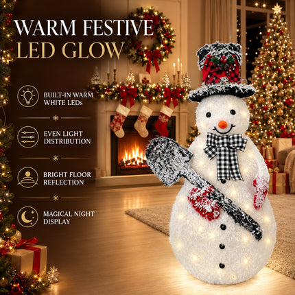 120cm Solar Powered Christmas Snowman LED Light Metal Frame Decoration