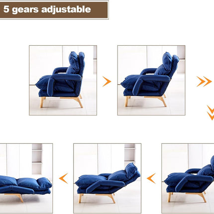 Recliner Armchair with Footstool Lounge Sofa Washable Cover Navy