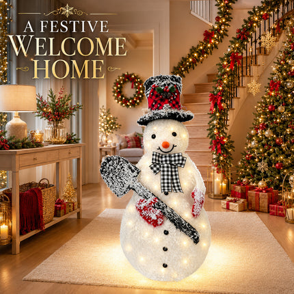 120cm Solar Powered Christmas Snowman LED Light Metal Frame Decoration
