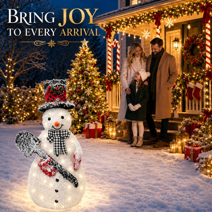 120cm Solar Powered Christmas Snowman LED Light Metal Frame Decoration