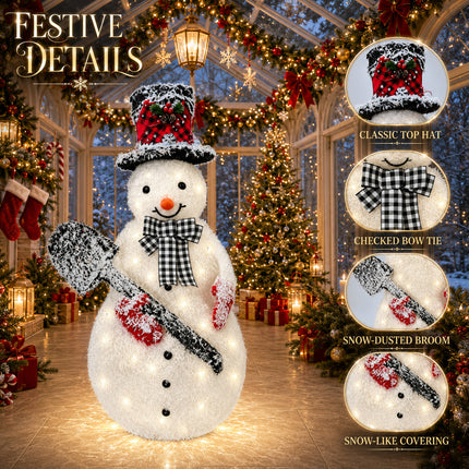 120cm Solar Powered Christmas Snowman LED Light Metal Frame Decoration