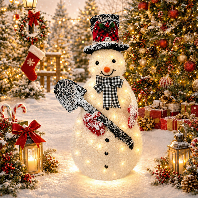 120cm Solar Powered Christmas Snowman LED Light Metal Frame Decoration