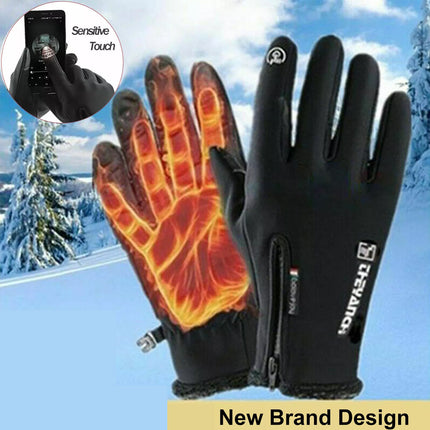 Winter Gloves Waterproof Thermal Touch Screen Thermal Windproof Warm Black XL