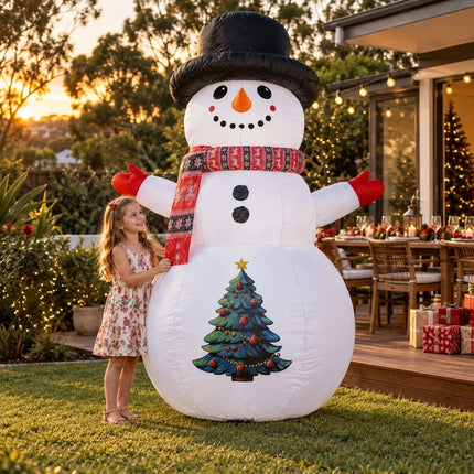 2.4M Giant Inflatable Snowman Christmas Blow Up Outdoor Garden Decoration with LED Light