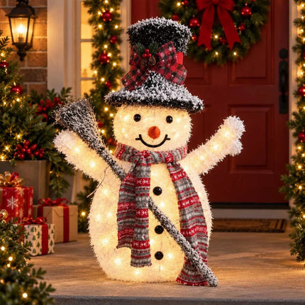 Outdoor Christmas Decorations Solar Light Up Snowman LED Garden Ornament 65cm