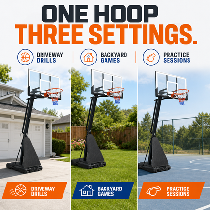 Basketball Hoop Adjustable Height Portable Steel Frame Backyard Driveway Play