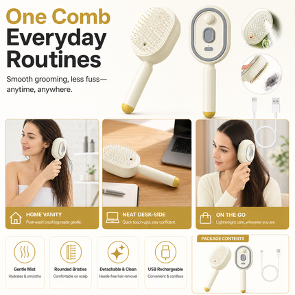 Electric Spray Massage Comb Beige Air Cushion Hair Care