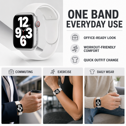 Silicone Apple Watch Band White For 38mm 42mm Sport Wear