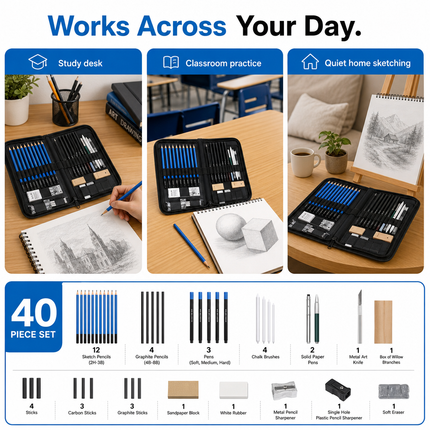 Professional Sketching Pencils Set Art Supplies Graphite Draw Charcol | 10-versatility-use-cases.png