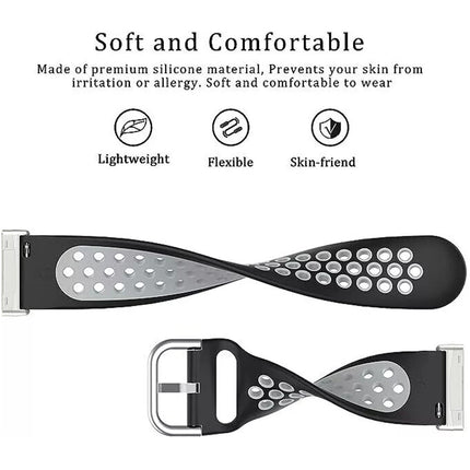 Black & Grey For Fitbit Versa 4 3 Sense 2 Watch Strap Replacement Silicone Wrist Band Bands