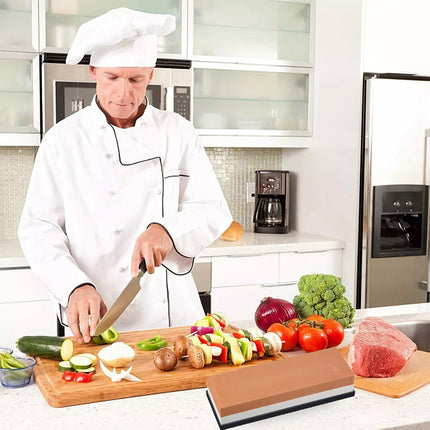 Dual Whetstone Cutter Sharpening Stone Grinding Knife Waterstone Kitchen Wet