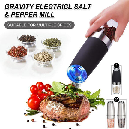 Twin Pack Electric Salt & Pepper Grinder Mills Shakers Silver