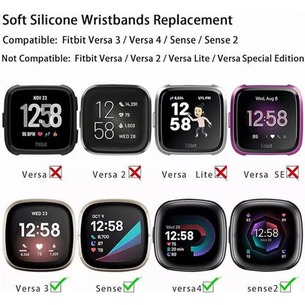Blue & Grey For Fitbit Versa 4 3 Sense 2 Watch Strap Replacement Silicone Wrist Band Bands
