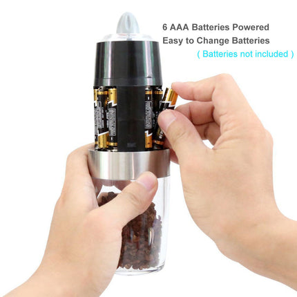 Twin Pack Electric Salt & Pepper Grinder Mills Shakers Silver
