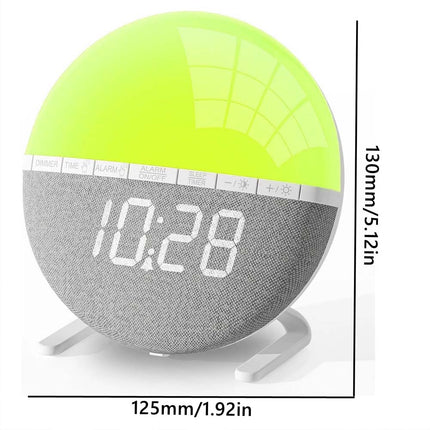 Alarm clock wake-up light with sunrise/sunset simulation, dual alarm clocks