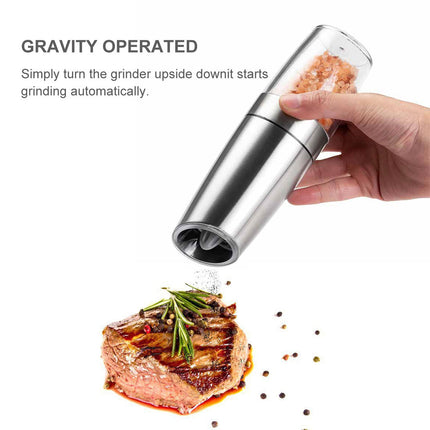Twin Pack Electric Salt & Pepper Grinder Mills Shakers Silver