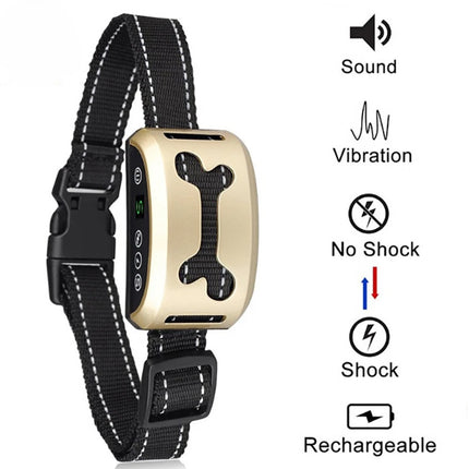 Dog Bark Collar Rechargeable Smart Anti Barking Training Collar for Dogs Gold