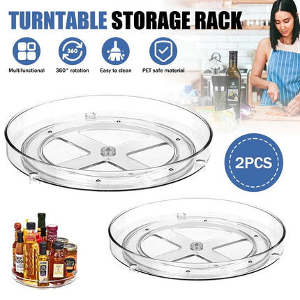Round Rotating Storage Trays 2PCS Kitchen Pantry Turntable Rack for Cosmetics