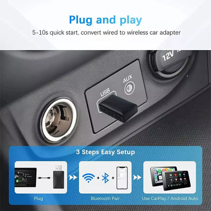 2in1 Wired to Wireless Carplay Adapter Android Auto Connect Box Apple USB Dongle