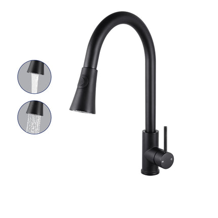 Black Pull Out Kitchen Mixer Tap Swivel Spout Brass Laundry Sink Faucet