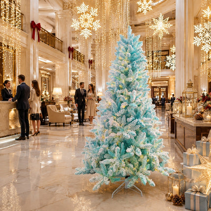 180cm Ice Blue Artificial Christmas Tree 240 LEDs Lighted Spruce Indoor Modern Decor PET