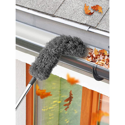 Gutter Cleaning Brush Roofing Tool with Telescopic Extendable Pole Grey