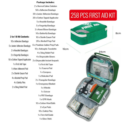 258PCS Value Emergency First Aid Kit Medical Travel Set Workplace Family Safety