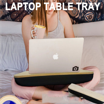 Portable Lap Tray with Bean Bag Cushion Laptop Table Desk Pillow Wooden framed