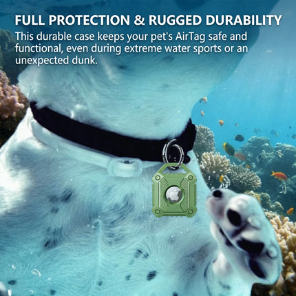 Green Apple AirTag Protective Case Waterproof TPU Cover Air Tag Tracker Loop Holder