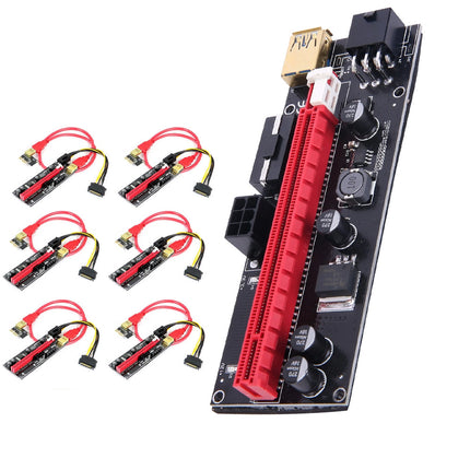 6X PCI-E Riser Pcle 1x to 16x USB 3.0 GPU Adapter Card For Bitcoin Mining Window
